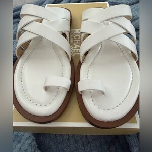 Michael Kors Cream and Brown Sandals